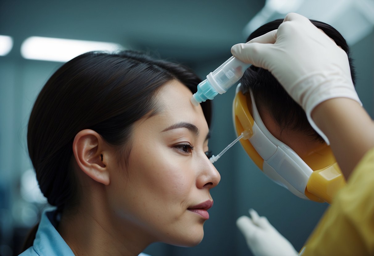A person's ear being gently cleaned by a professional in a modern and hygienic setting in Singapore