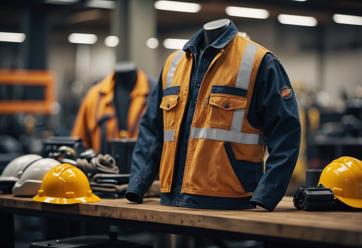 A rugged work environment with Dickies' iconic workwear on display, showcasing durability and functionality in a variety of industrial settings