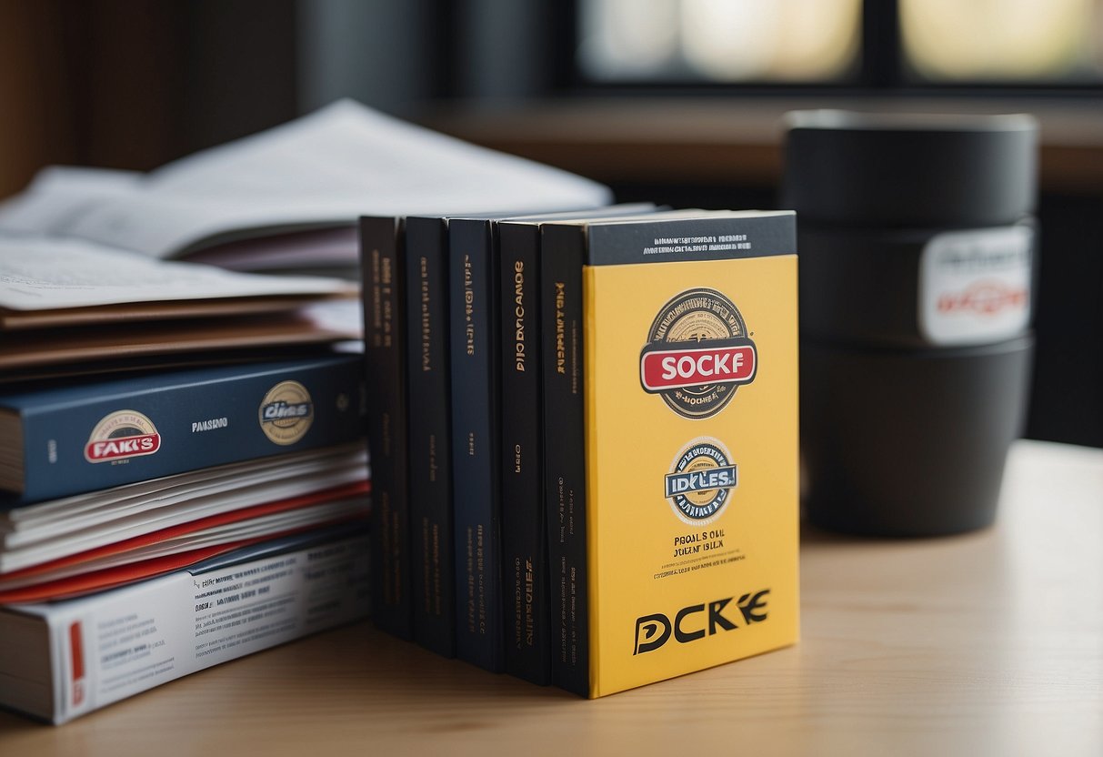 A stack of FAQ pamphlets on a clean, organized desk with the Dickies logo prominently displayed