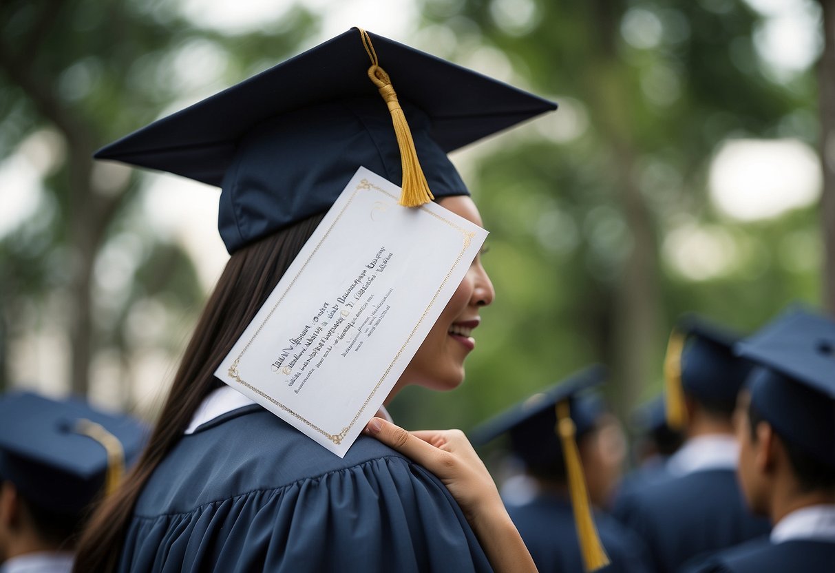 A graduation cap and diploma from a prestigious university in Singapore