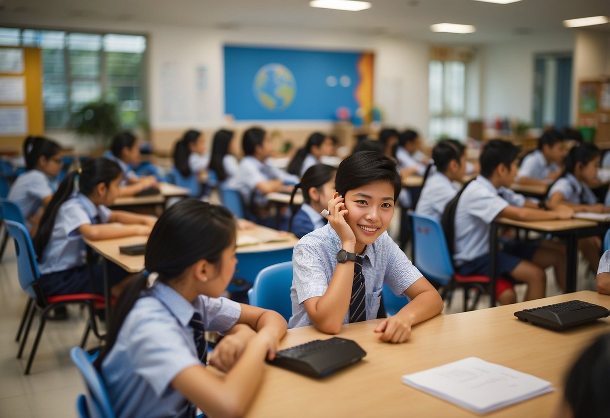 A bustling classroom at Canadian International School Singapore, with students engaged in academic programmes