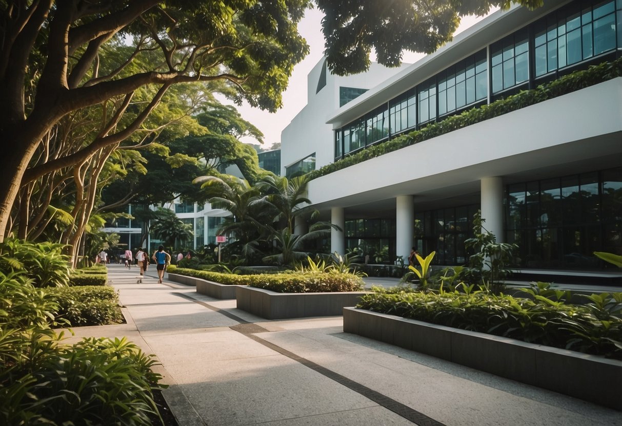 The Canadian International School in Singapore is surrounded by lush greenery, with modern buildings and vibrant outdoor spaces, creating a welcoming and inclusive atmosphere for both students and the local community
