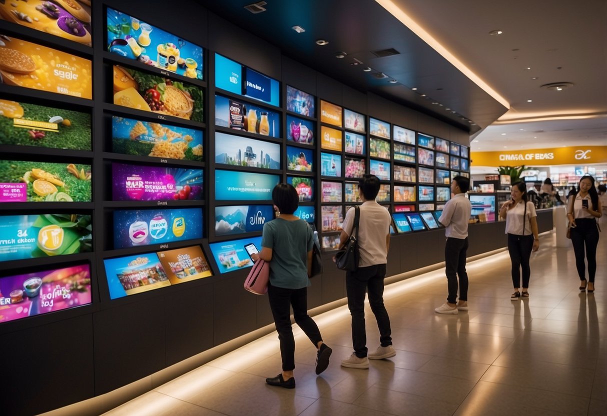 Customers browsing colorful displays, taking advantage of special offers, and interacting with friendly staff at MK Singapore