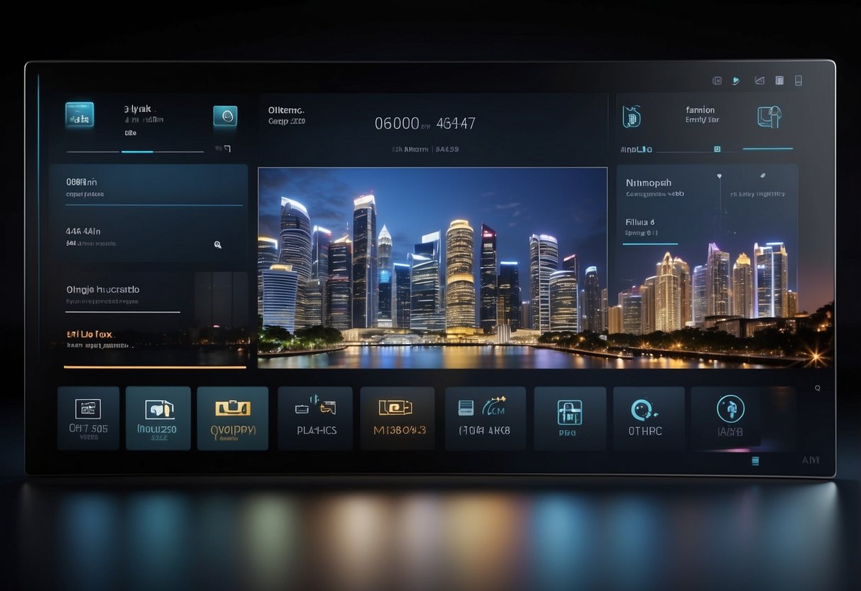 A sleek, modern interface displaying various advanced features and services offered by UOB Infinity Singapore