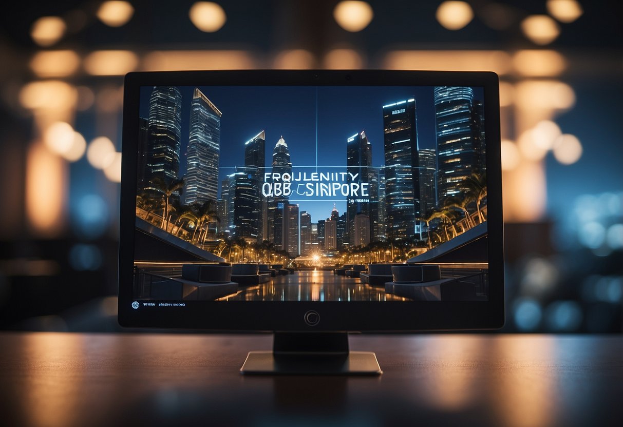 A computer screen displaying "Frequently Asked Questions UOB Infinity Singapore" with a stylized infinity symbol in the background