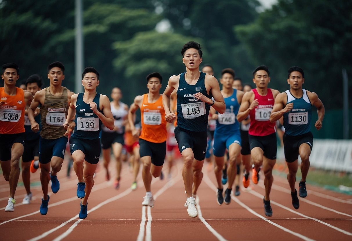 A track with athletes running, jumping, and throwing in Singapore