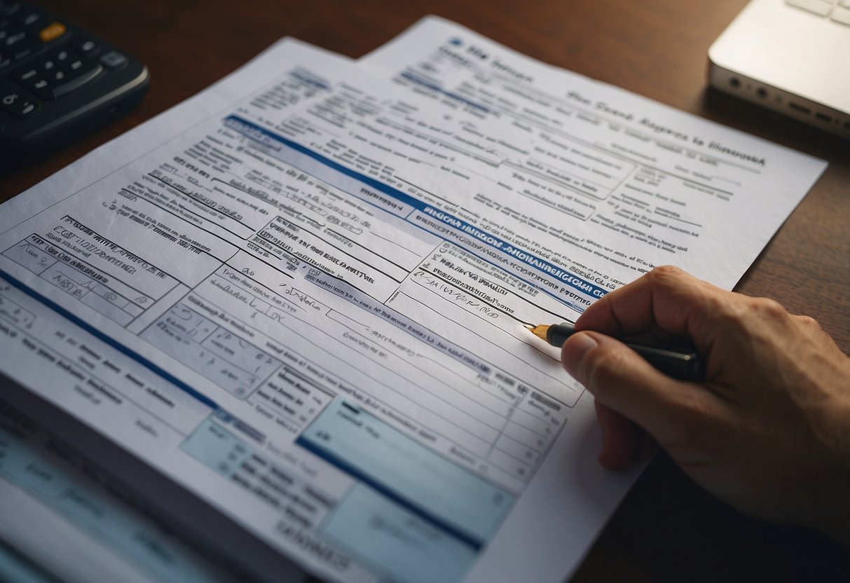 A person filling out a tax residency form with income documents in Singapore
