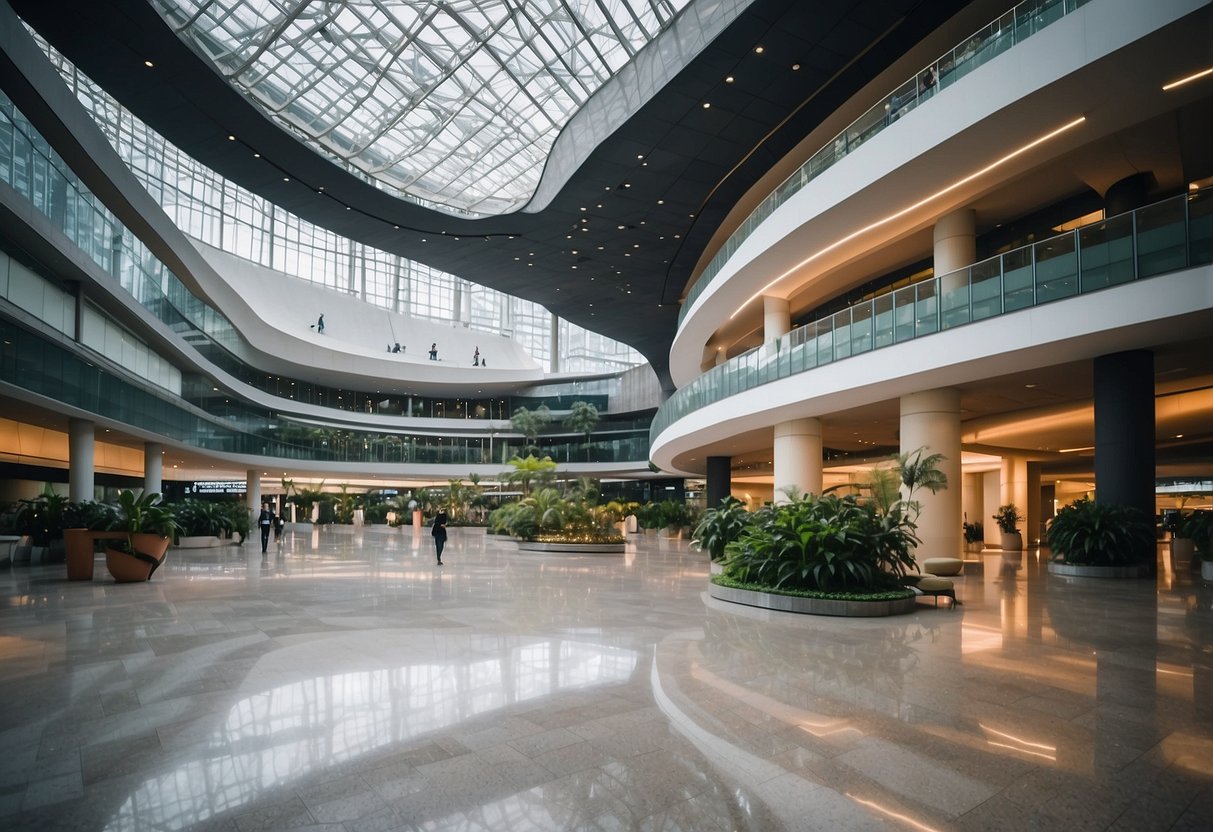 The suntec singapore convention & exhibition centre is easily accessible with modern architecture and spacious interiors