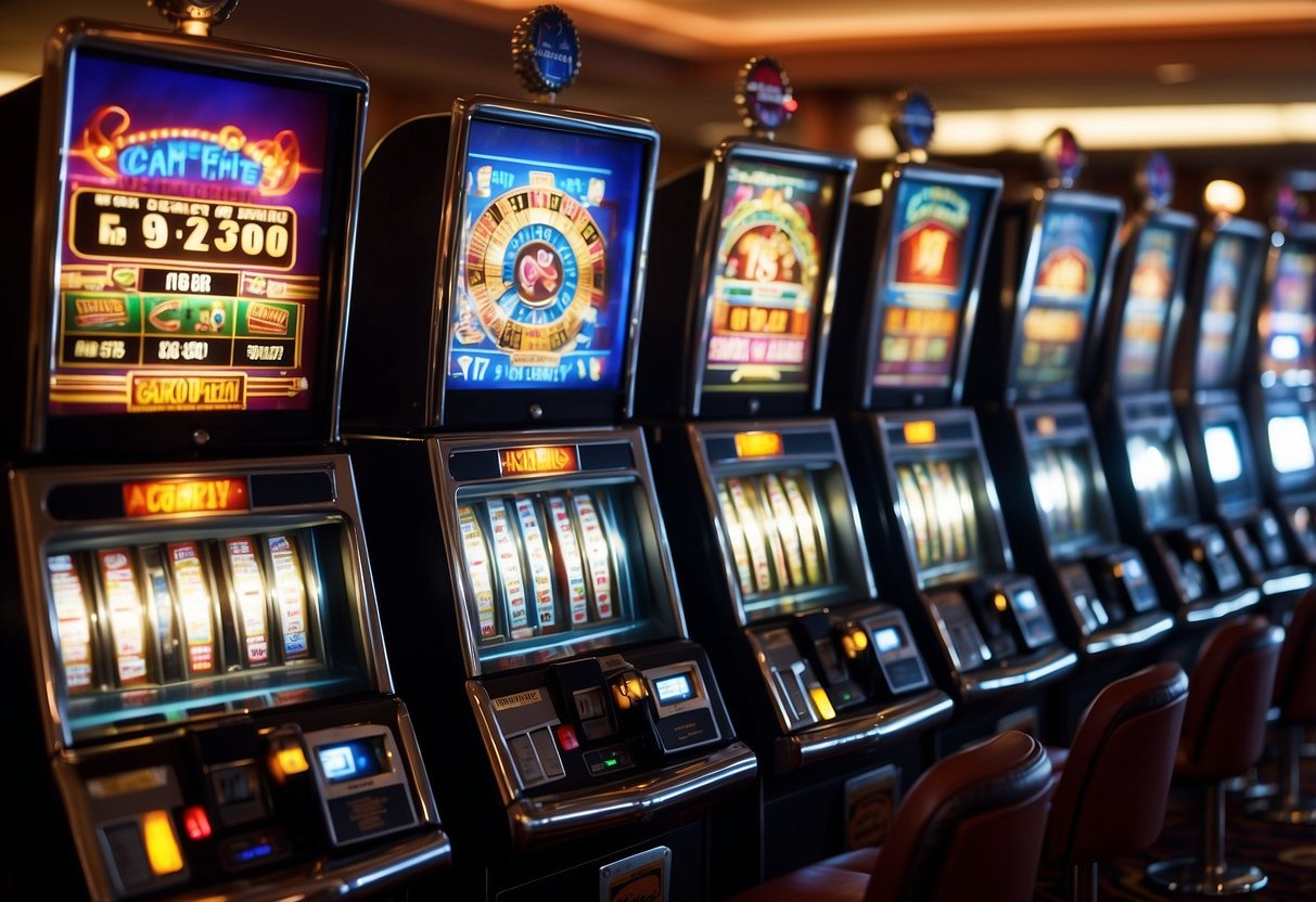 Bright lights flash on rows of slot machines. Dealers shuffle cards at the tables. The sound of chips clinking fills the air. A roulette wheel spins, adding to the excitement of the casino ignition