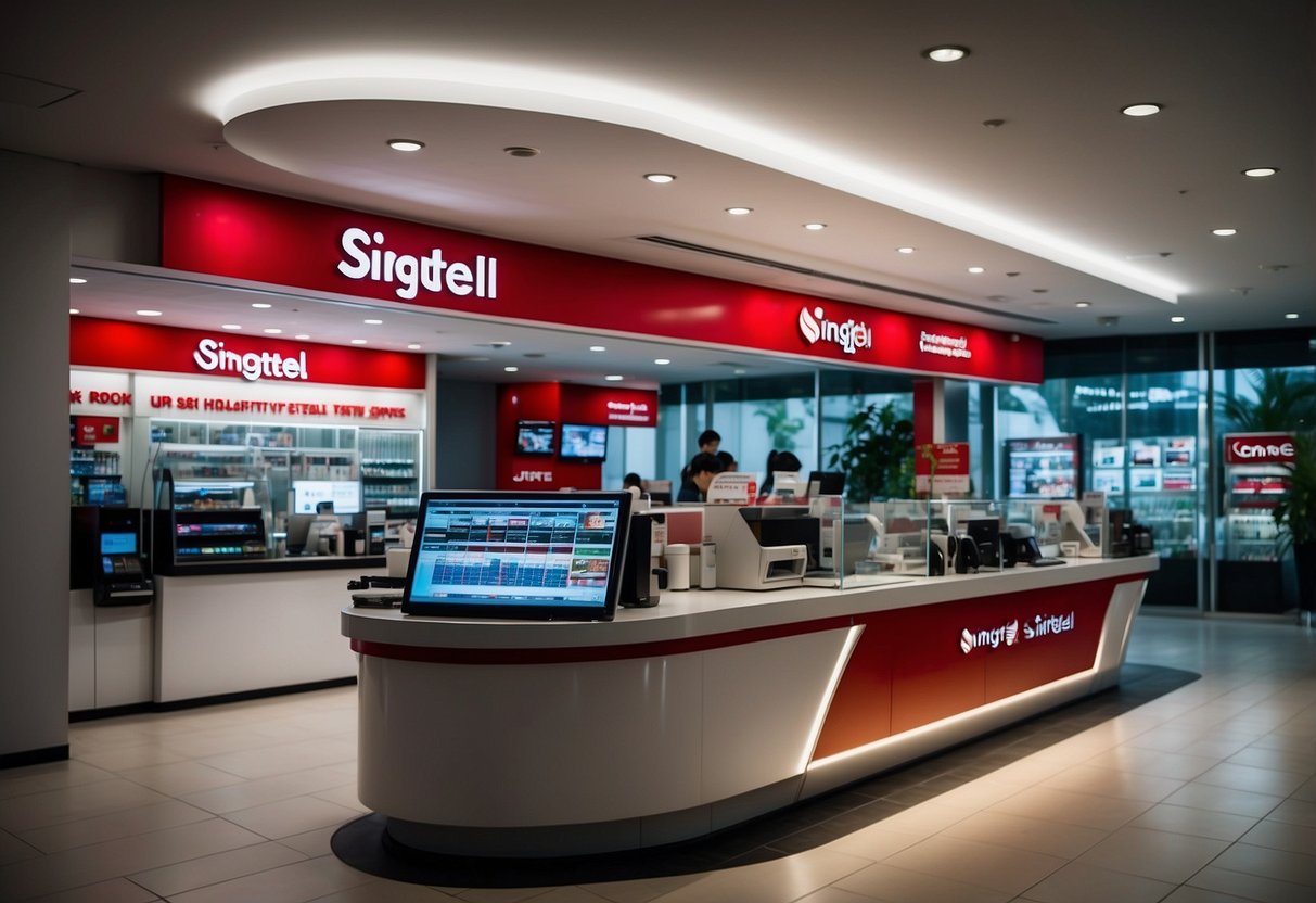 Singtel's shop in Singapore showcases their comprehensive solutions with various tech devices and customer service stations