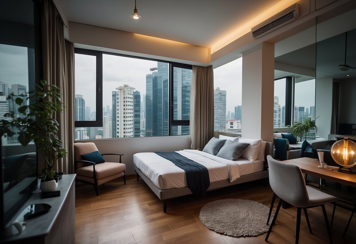 A small studio apartment in Singapore with a price tag of $1000 for rent