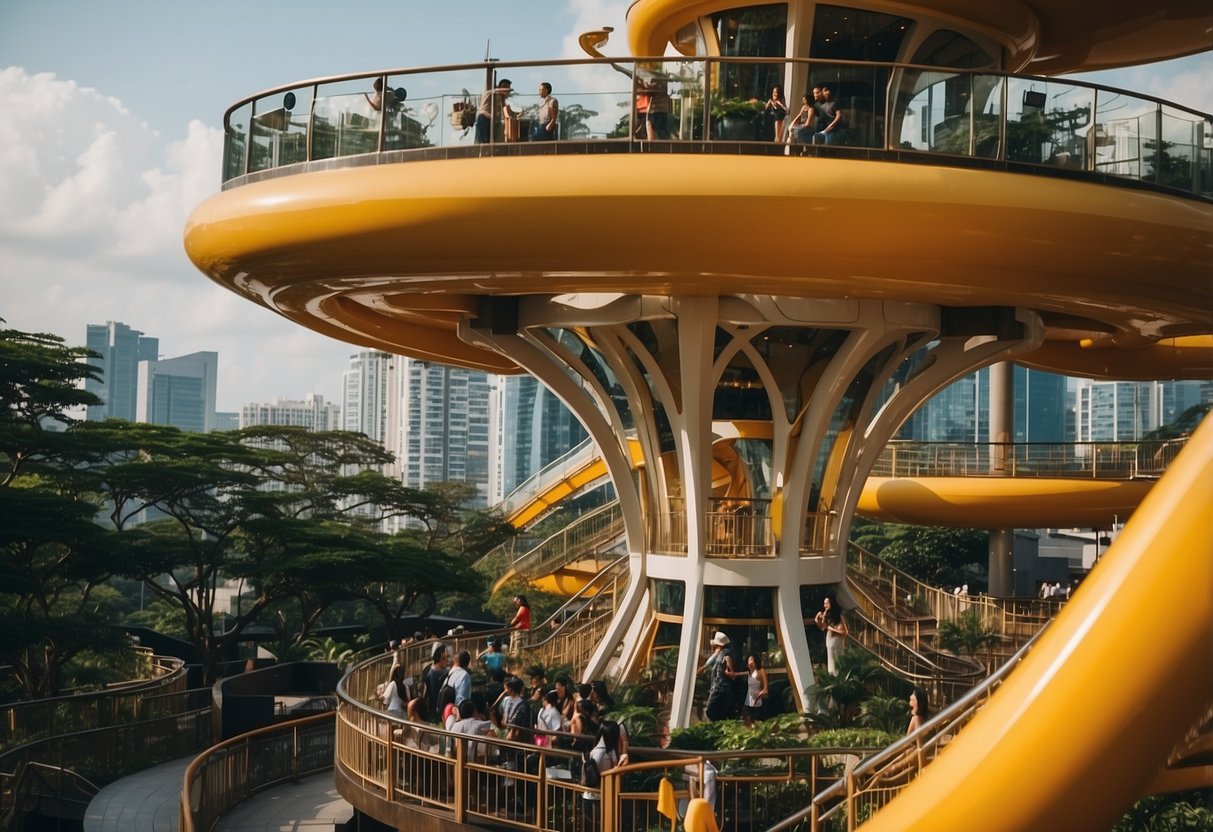 The bustling park Regis Singapore features vibrant attractions and entertainment, with colorful rides and lively performances