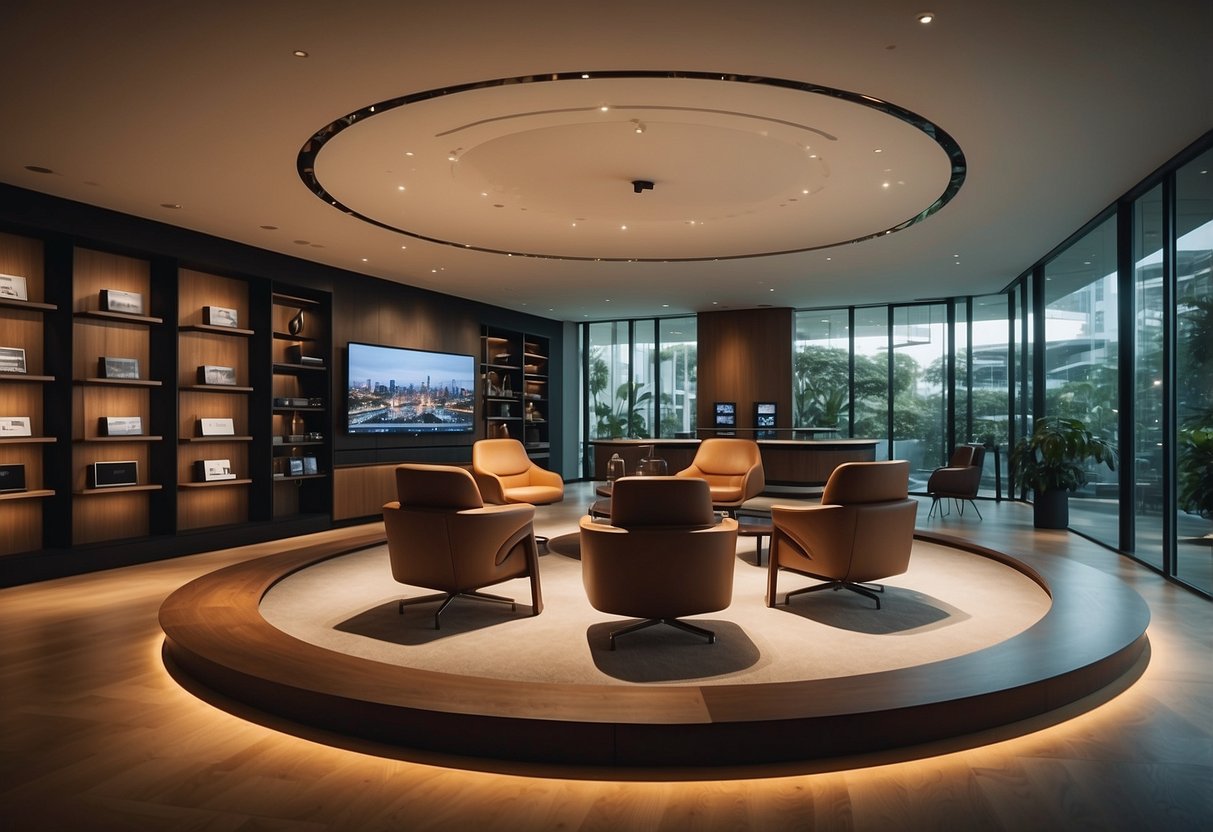 The Bang and Olufsen store in Singapore features sleek, modern design with minimalist decor and state-of-the-art audio equipment on display