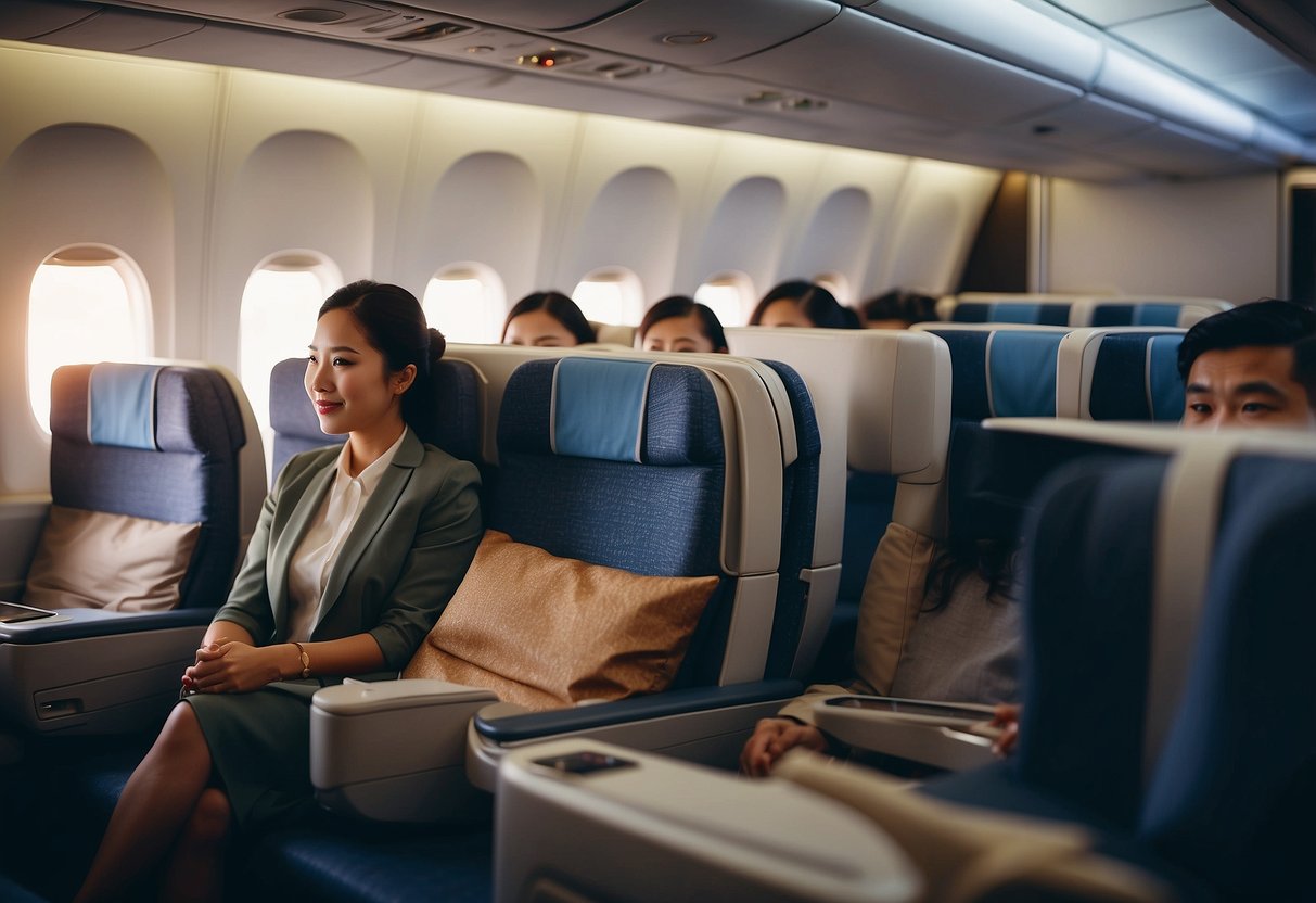 Passengers enjoying inflight entertainment, comfortable seats, and attentive service on a Singapore airline flight
