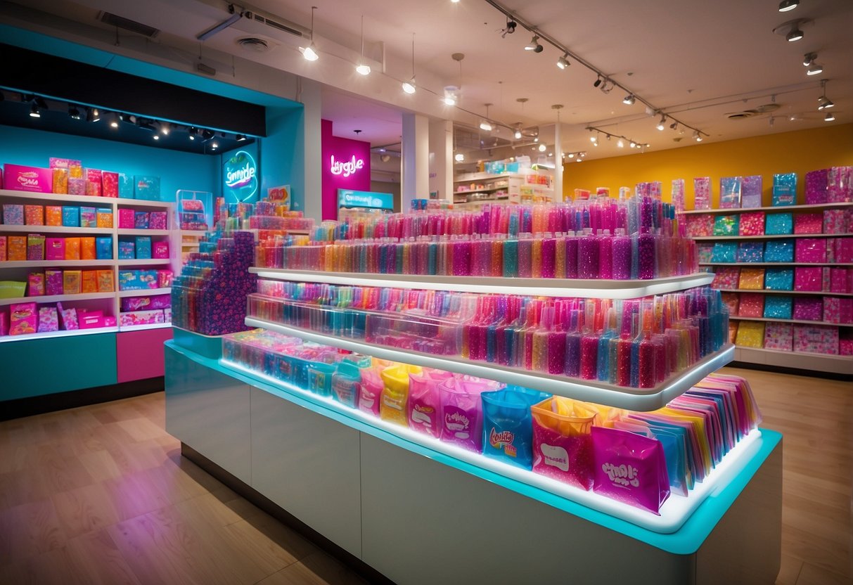 A colorful display of Smiggle products, including stationery, bags, and accessories, fills the vibrant store in Singapore. Bright lights and playful designs create an inviting atmosphere for shoppers