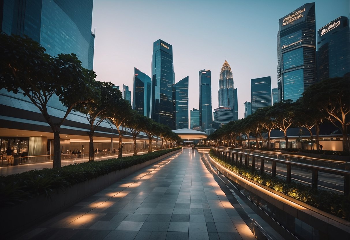 The bustling streets of istudio Singapore, with modern skyscrapers and vibrant city life