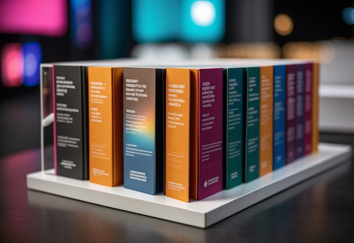 A stack of colorful brochures on a sleek, modern display stand with the words "Frequently Asked Questions" prominently displayed