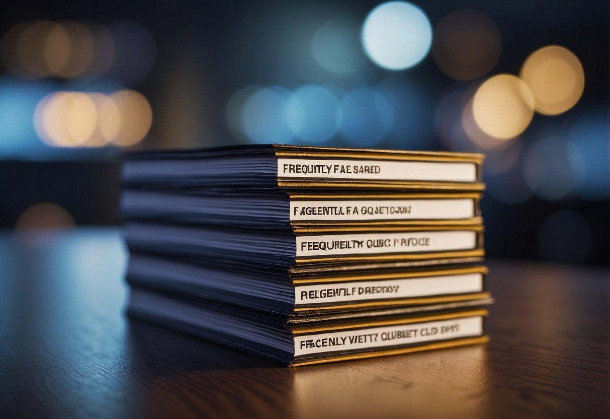 A stack of FAQ cards with "Frequently Asked Questions flnt singapore" printed on them