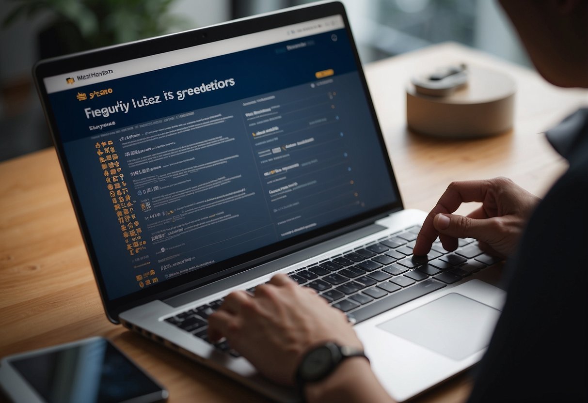 A customer browsing through a list of "Frequently Asked Questions" on the Eu Yan Sang Singapore website, with a computer screen or mobile device in hand