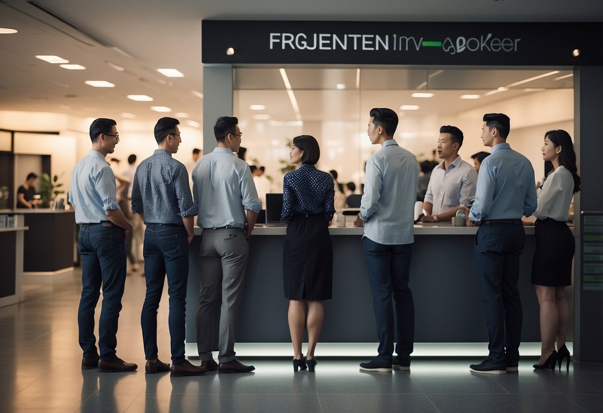 A group of people standing in line at a zipair singapore customer service desk, with a sign above reading "Frequently Asked Questions"