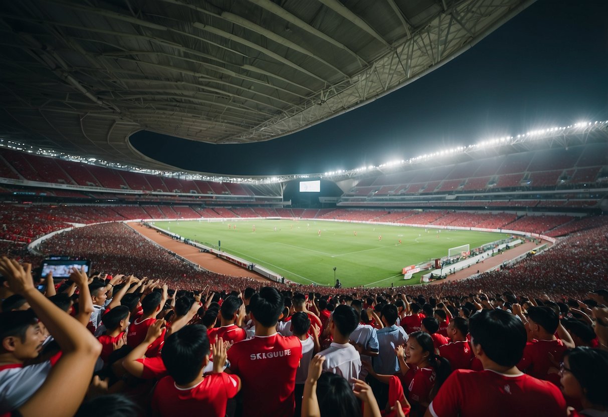 The Singapore National Stadium filled with cheering fans during a Suzuki Cup match