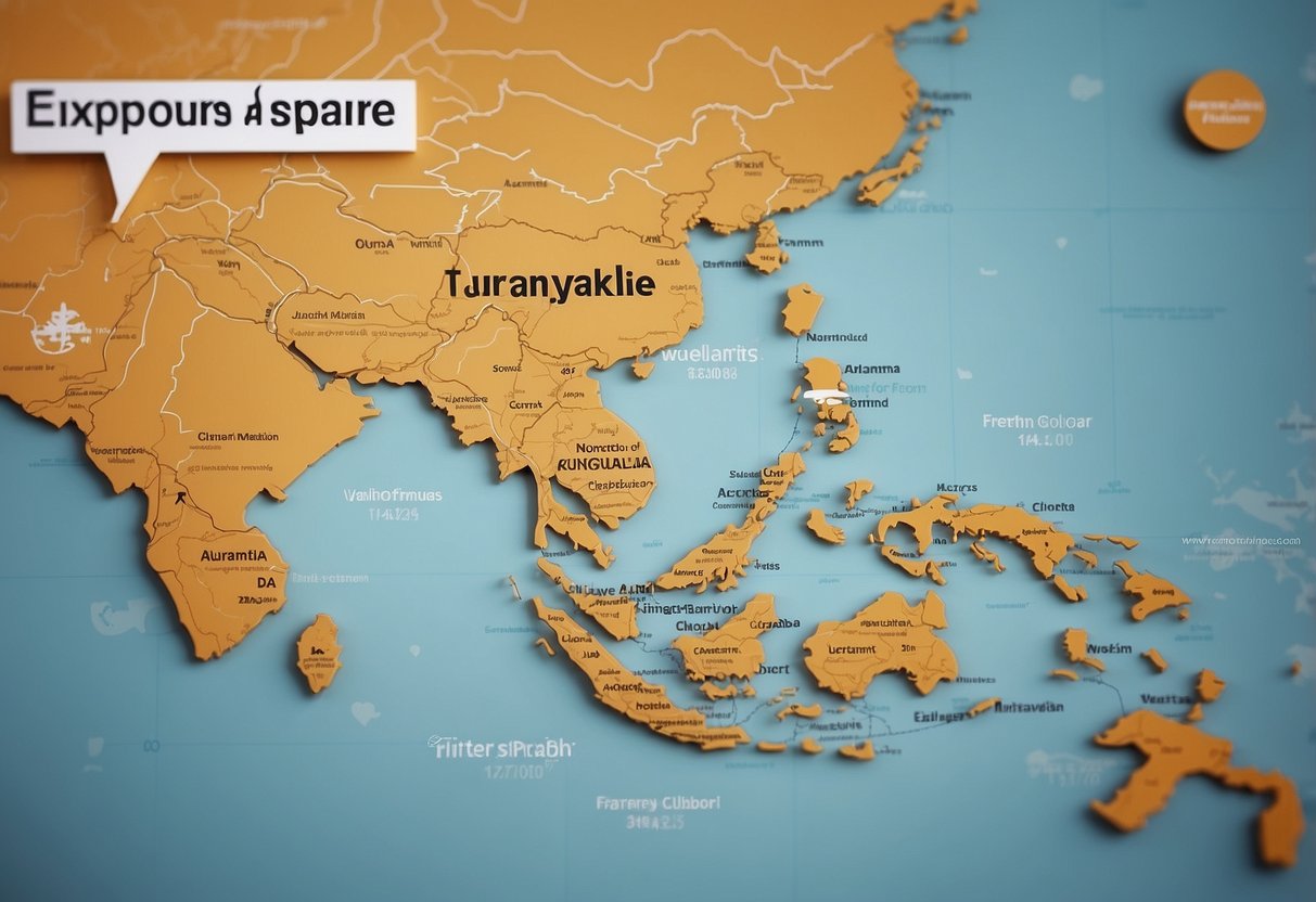A map of Singapore and Malaysia with a dotted line connecting the two countries, and a speech bubble with "Frequently Asked Questions" above it