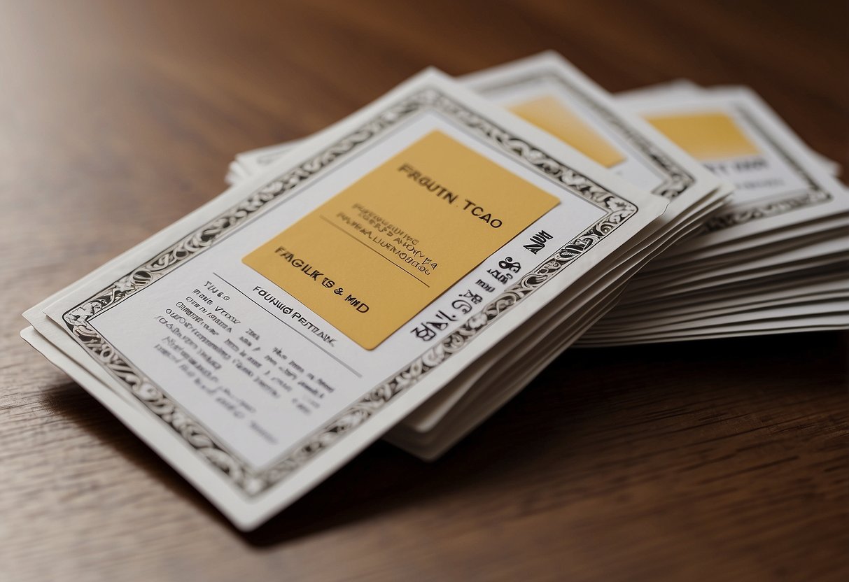 A stack of FAQ cards with "Frequently Asked Questions" and "Tan Yu Singapore" printed on them