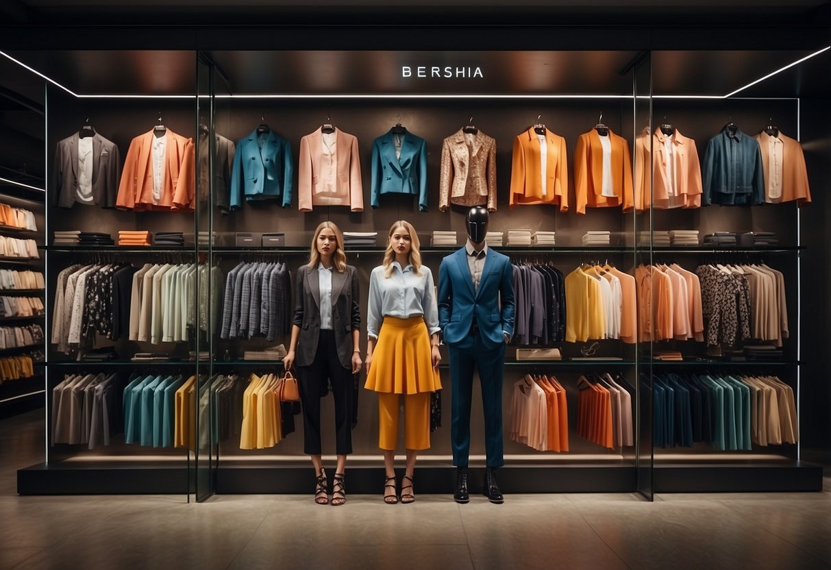 A colorful display of Bershka Singapore's frequently asked questions, with bold text and clear categories, surrounded by trendy fashion illustrations