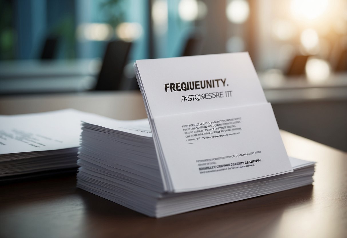 A stack of FAQ sheets with the title "Frequently Asked Questions sq singapore" on a clean, modern desk