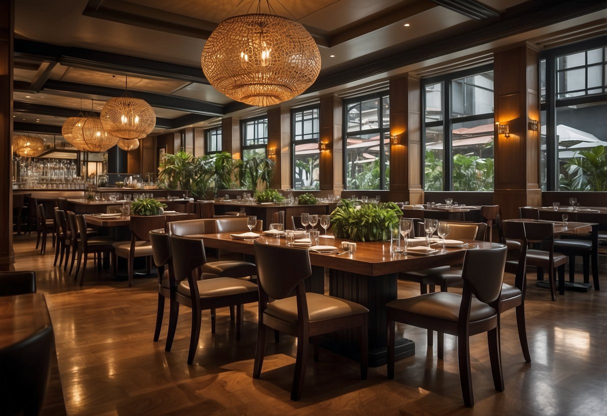 The bustling dining room at Harry's Singapore showcases a variety of menu options, from classic bar bites to gourmet entrees
