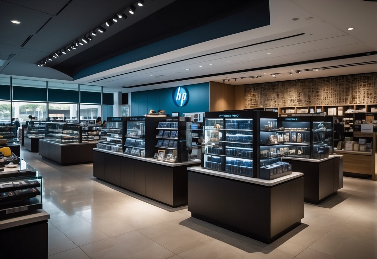 The bustling hp store in Singapore provides customer service and support