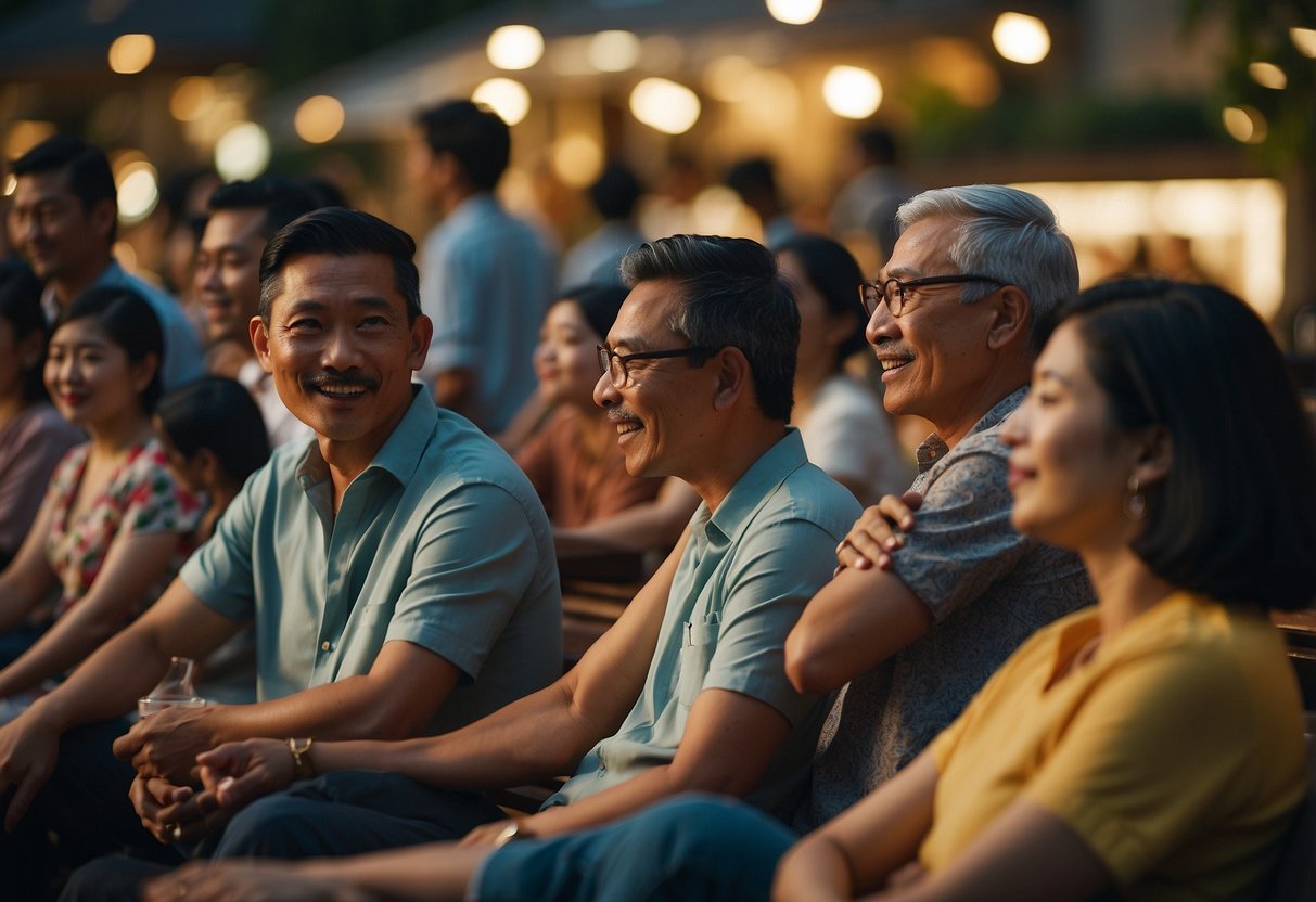 A diverse group of people in Singapore gather to watch the film "Minari," discussing its cultural impact and reception in their community