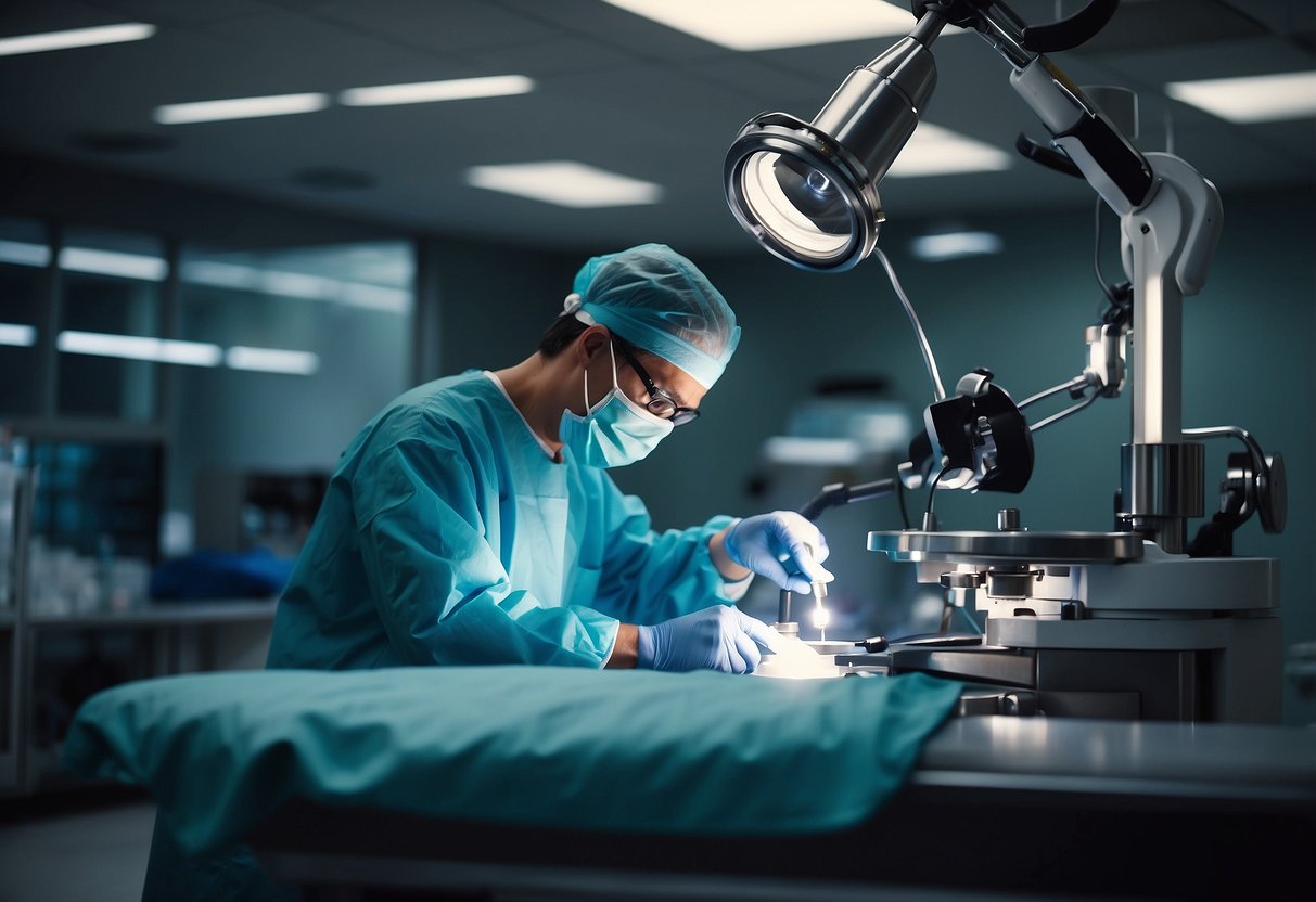 A surgeon performs a complex orthopedic procedure with precision and expertise in a modern operating room