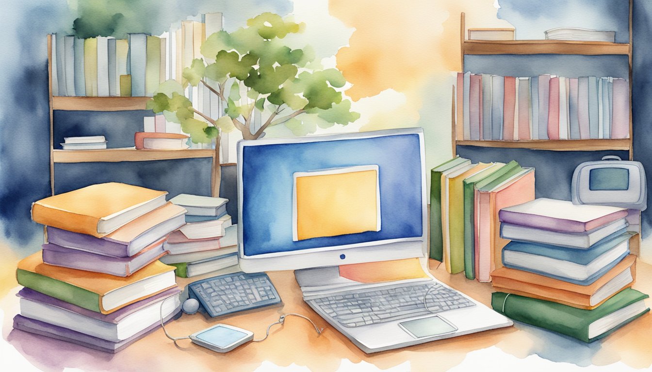 Keywords cover various objects: books, computers, and mobile devices.</p><p>They connect to a central point, representing coverage and inclusion