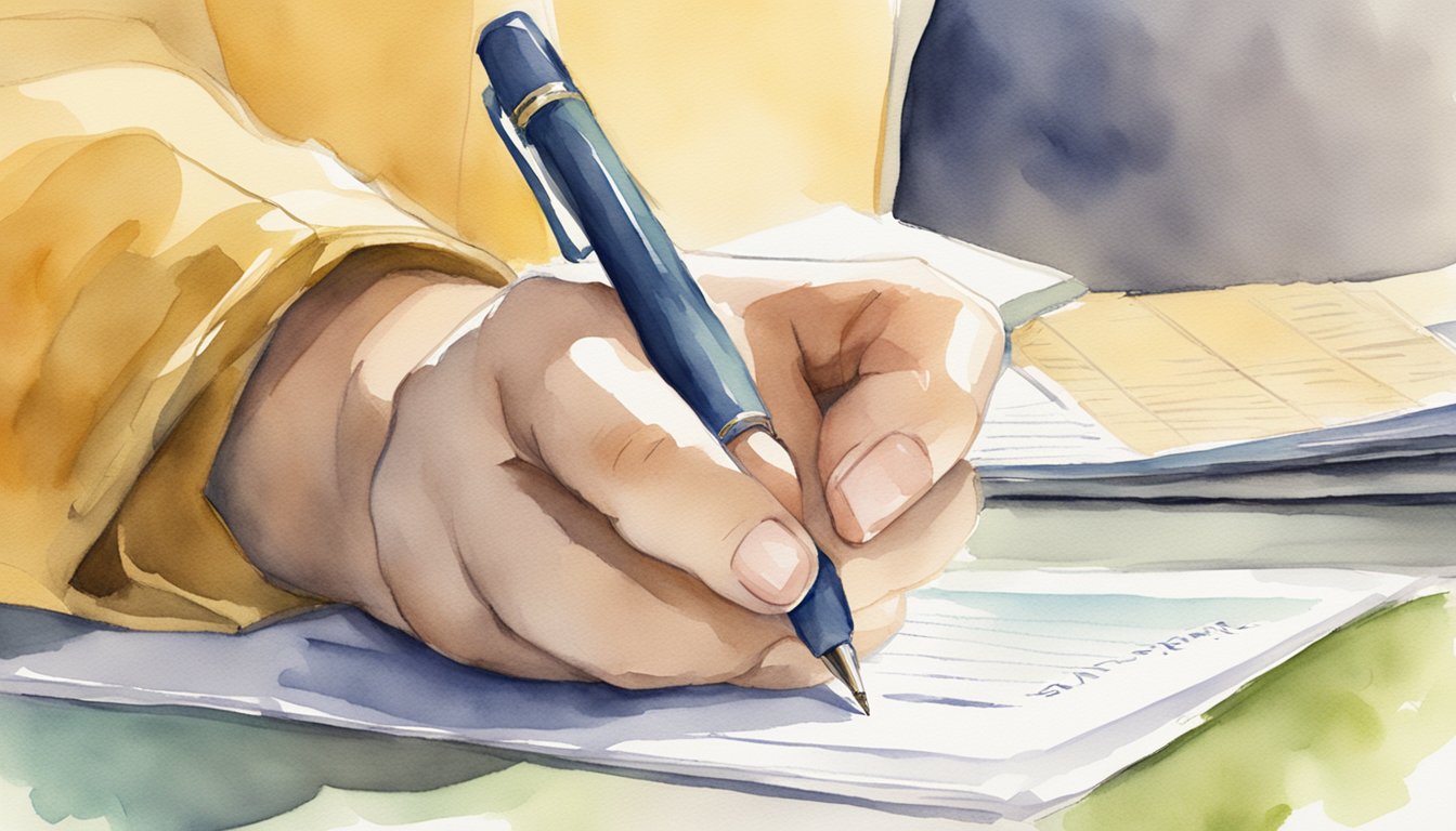 A hand holding a pen signing a document with the word "endorsement" displayed prominently