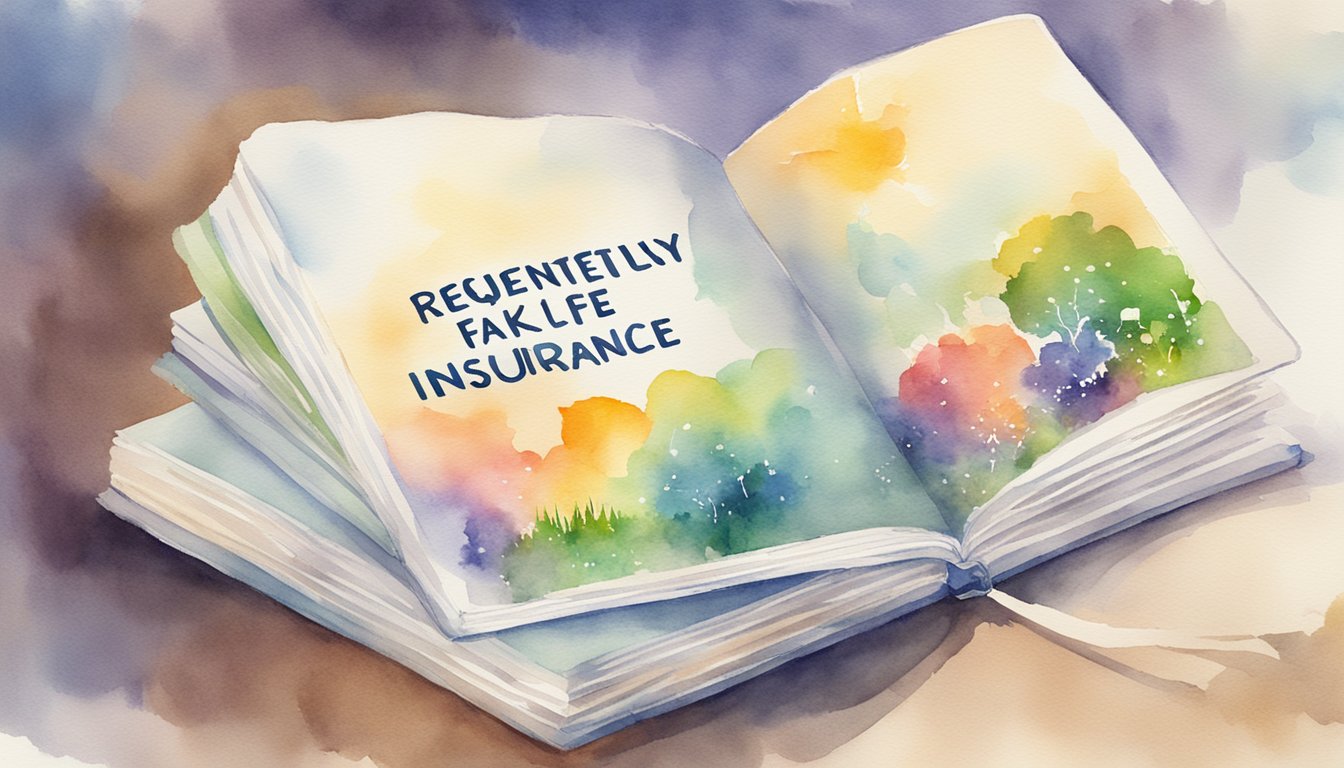 A colorful illustration of a book with the title "Frequently Asked Questions Term Life Insurance definition" displayed prominently on the cover