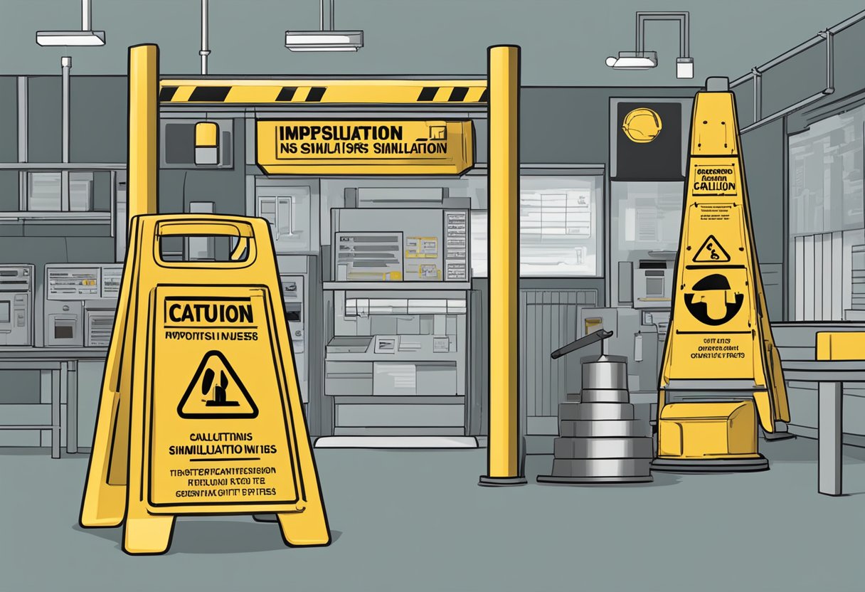 A caution sign with bold lettering "Important Guidelines for Simulator Users: Do Not Trust INSS Simulation."