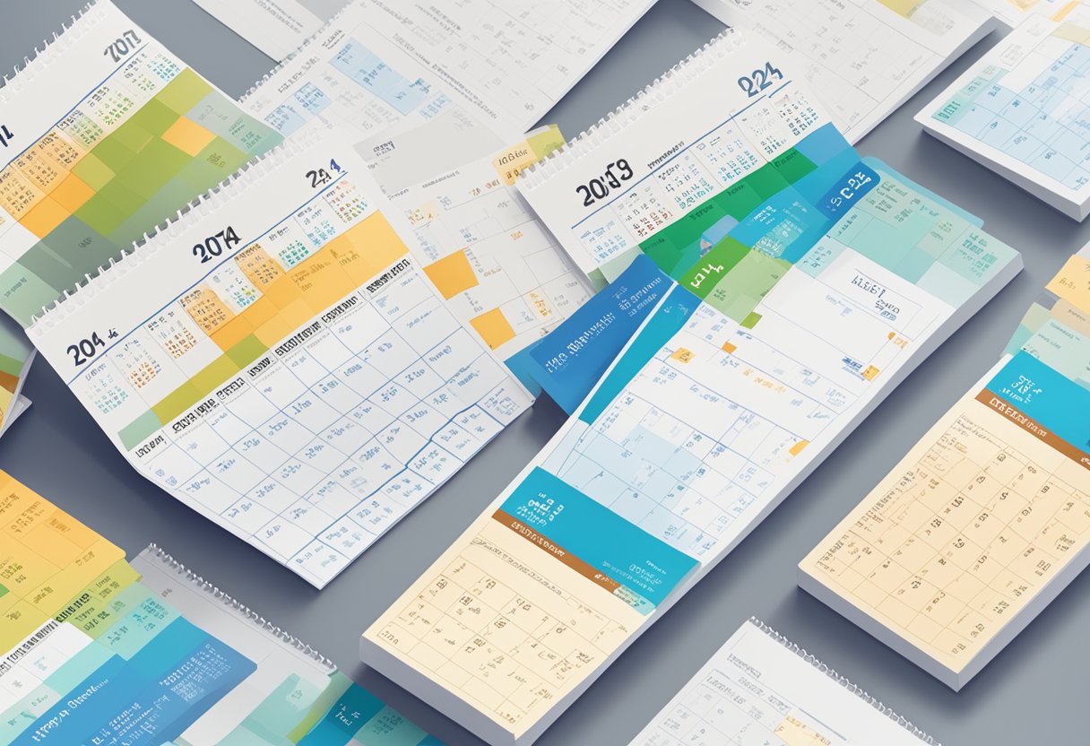 A stack of airline tickets and a calendar showing the year 2024, with a clear focus on the "milhas" or miles accumulation program