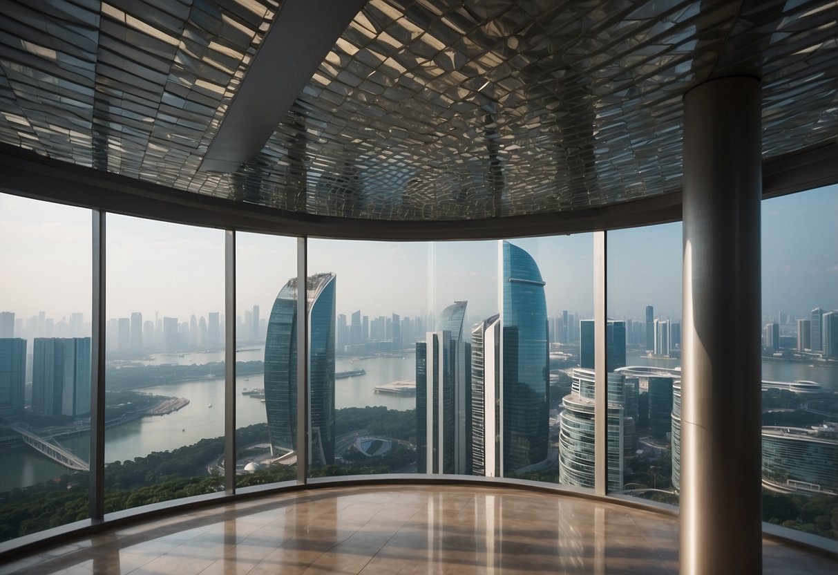 Asia Square Tower 2 overlooks Marina Bay in Singapore, with a stunning view of the surrounding area