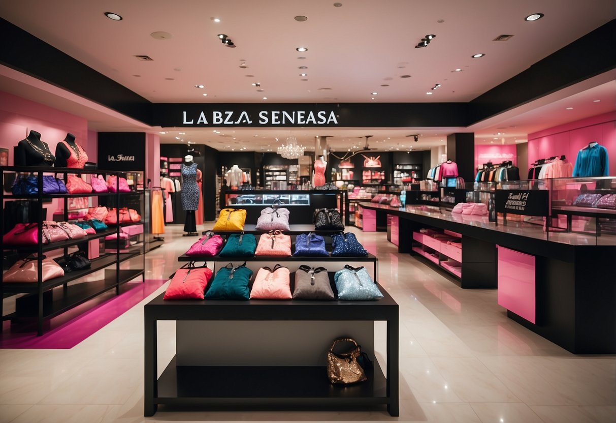 A bright and modern La Senza store with colorful lingerie displays, sleek furniture, and a welcoming atmosphere