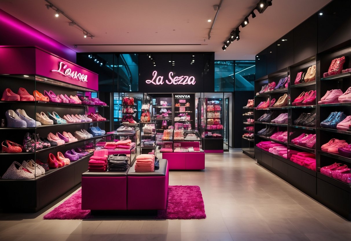 A vibrant display of La Senza products and services in Singapore. Lingerie, sleepwear, and accessories showcased in a modern and inviting setting