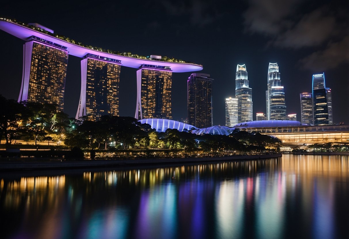 The skyline of Singapore is dominated by the iconic Marina Bay Sands and the bustling financial district, showcasing the impact of Bloomberg on the city's economy