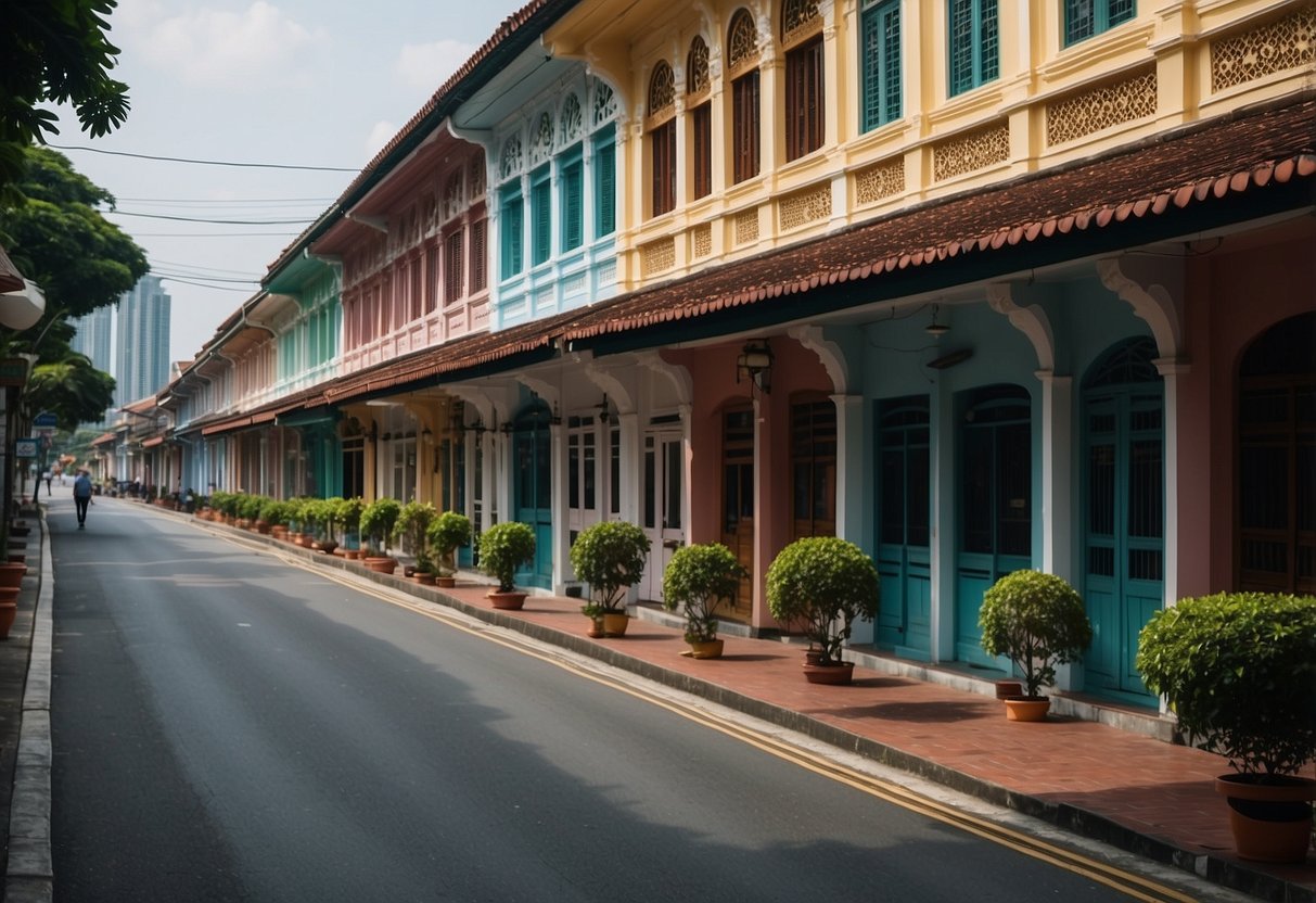 Pasir Panjang Road, Singapore, lined with colonial-era shophouses and traditional Peranakan architecture, reflects the rich history and culture of the area