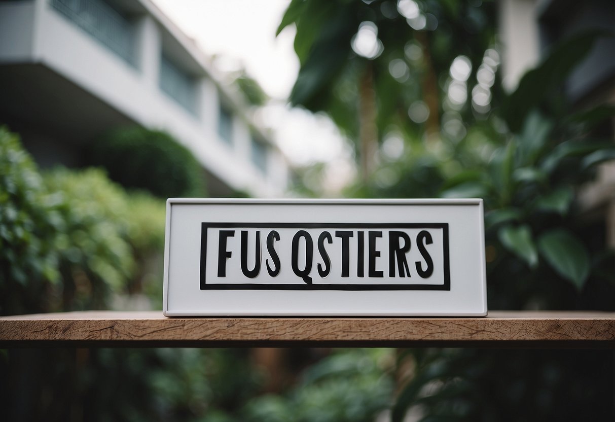 A shelf with "Frequently Asked Questions" sign in a quiet neighborhood on Shelford Road, Singapore