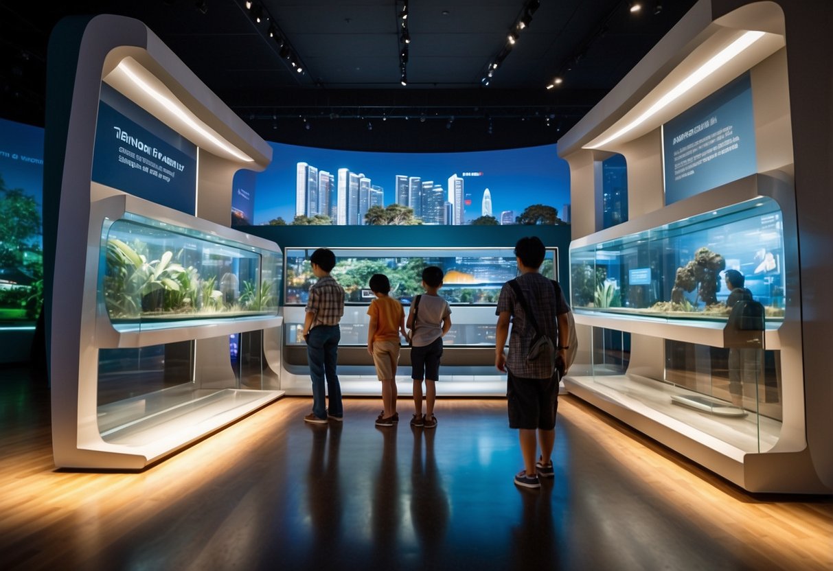 Visitors interact with interactive exhibits in the Singapore Mobility Gallery