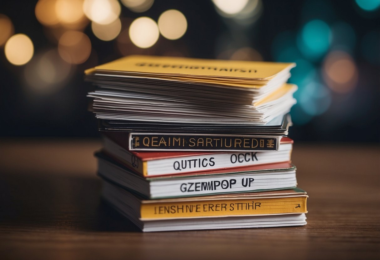 A stack of FAQ cards with "Ozempic Singapore" on top, surrounded by a diverse group of people with question marks above their heads