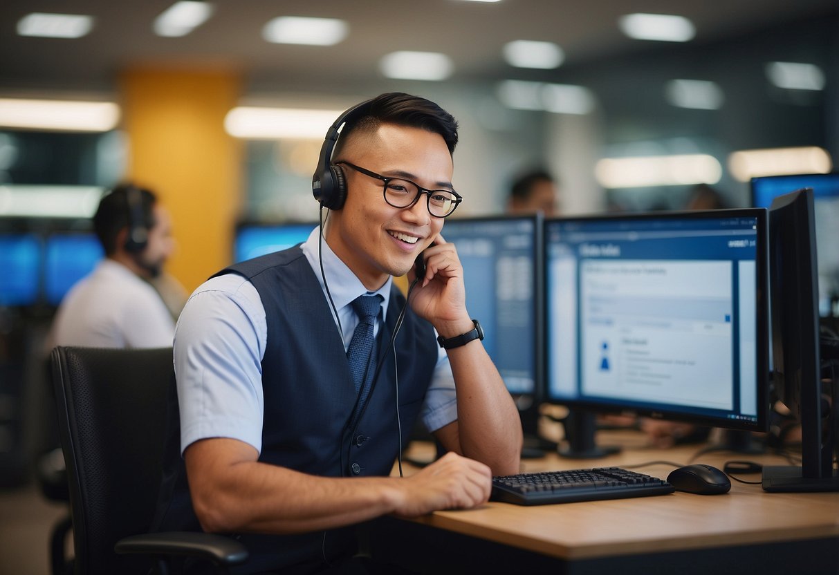 A customer service representative at RS Components Singapore answering questions from customers via phone and email