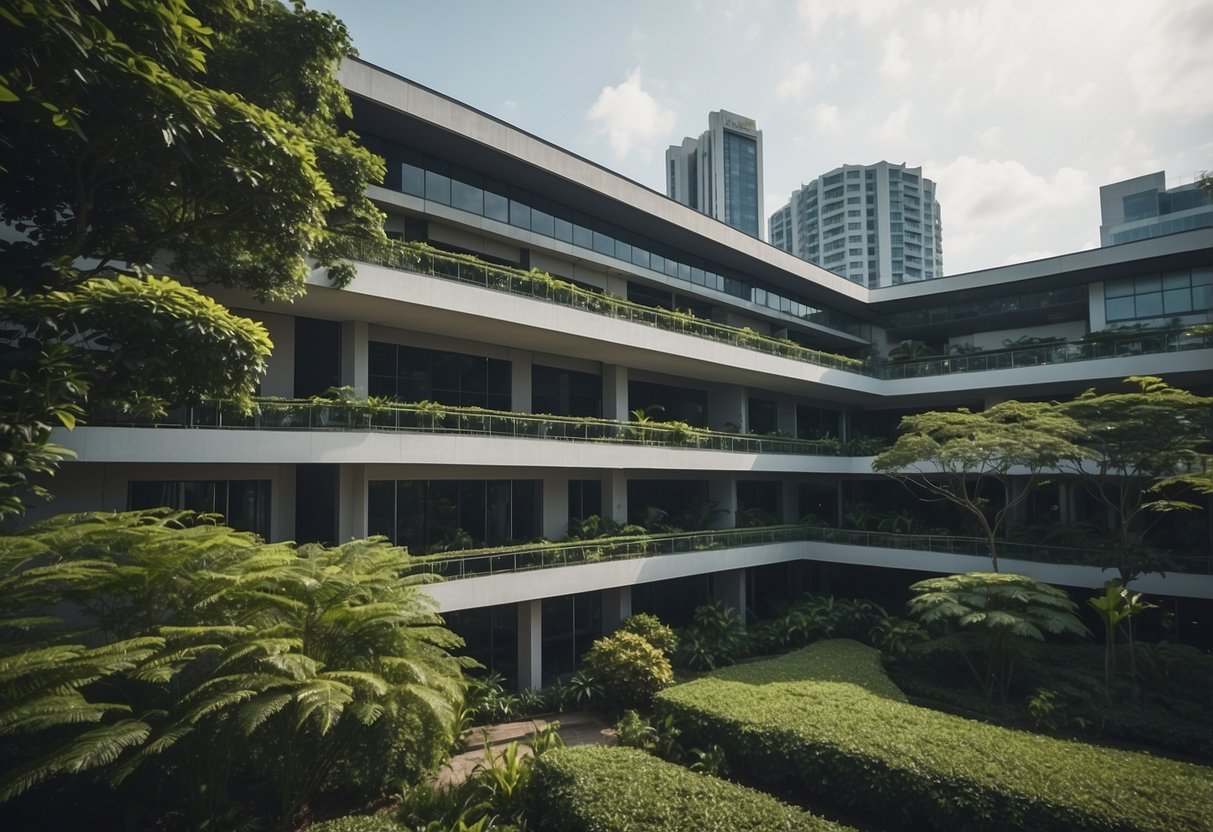 The Singapore Bible College campus is nestled among lush greenery, with modern buildings and a peaceful atmosphere