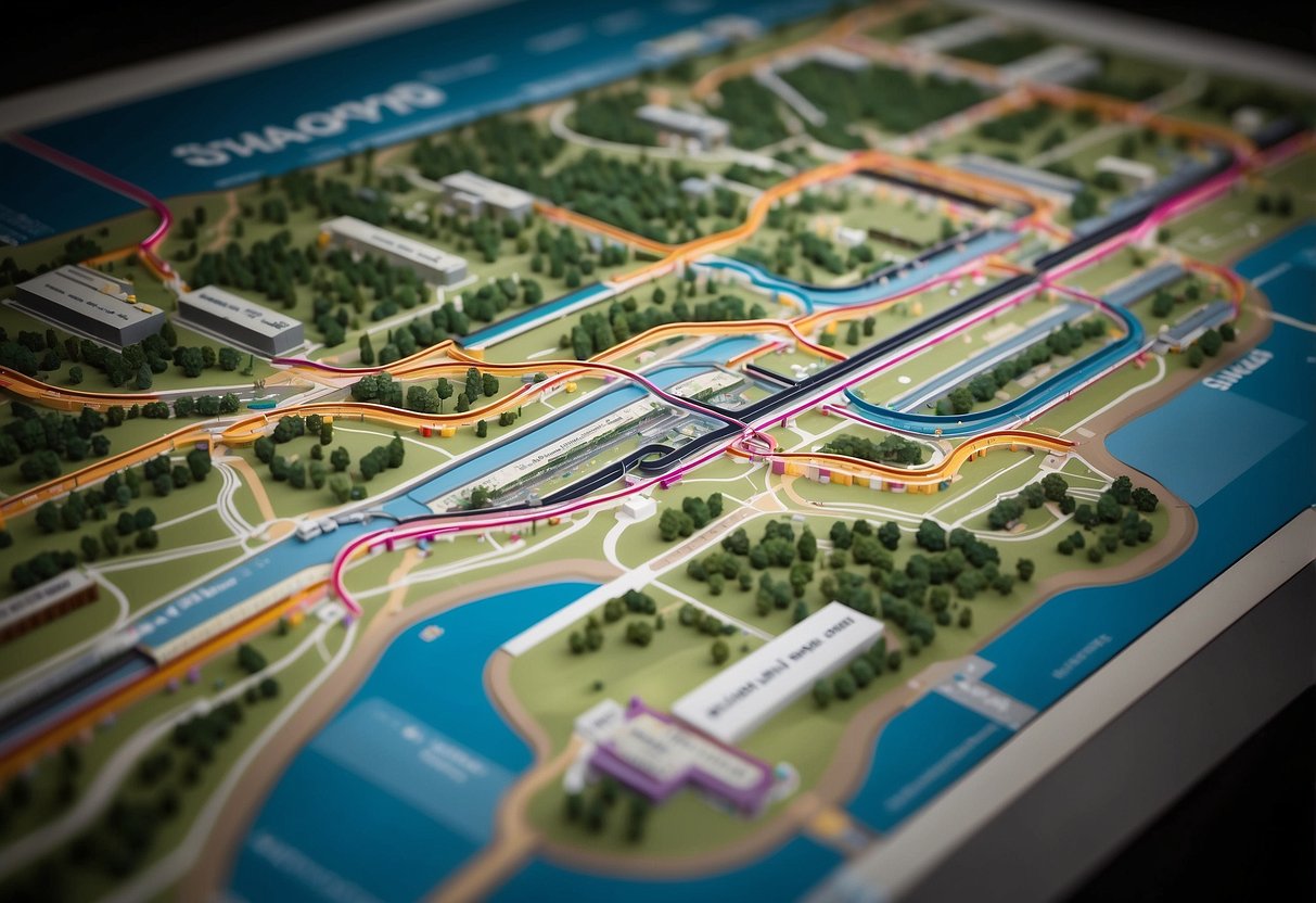 A colorful and detailed map of the Singapore LRT system with clearly labeled stations and routes
