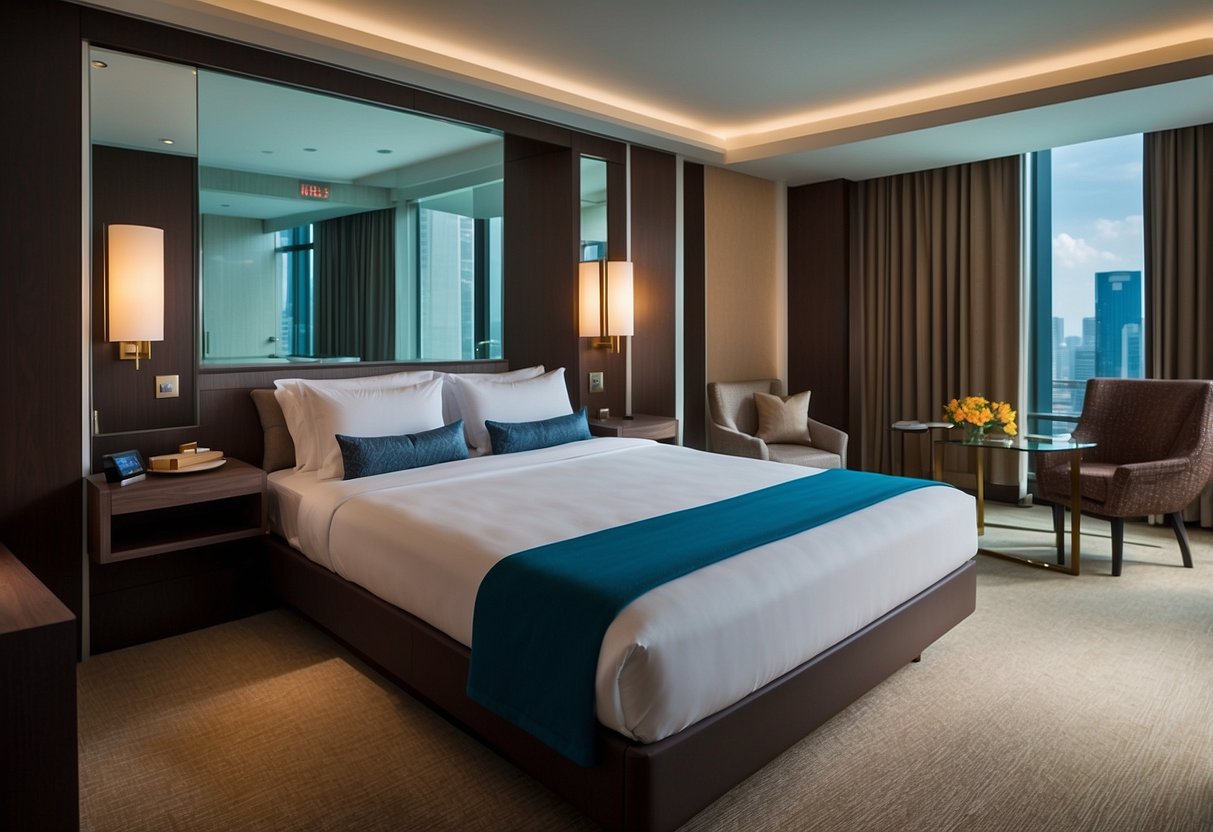 The Ambassador Transit Hotels in Singapore feature modern amenities and stylish design, including comfortable beds, sleek bathrooms, and convenient in-room technology